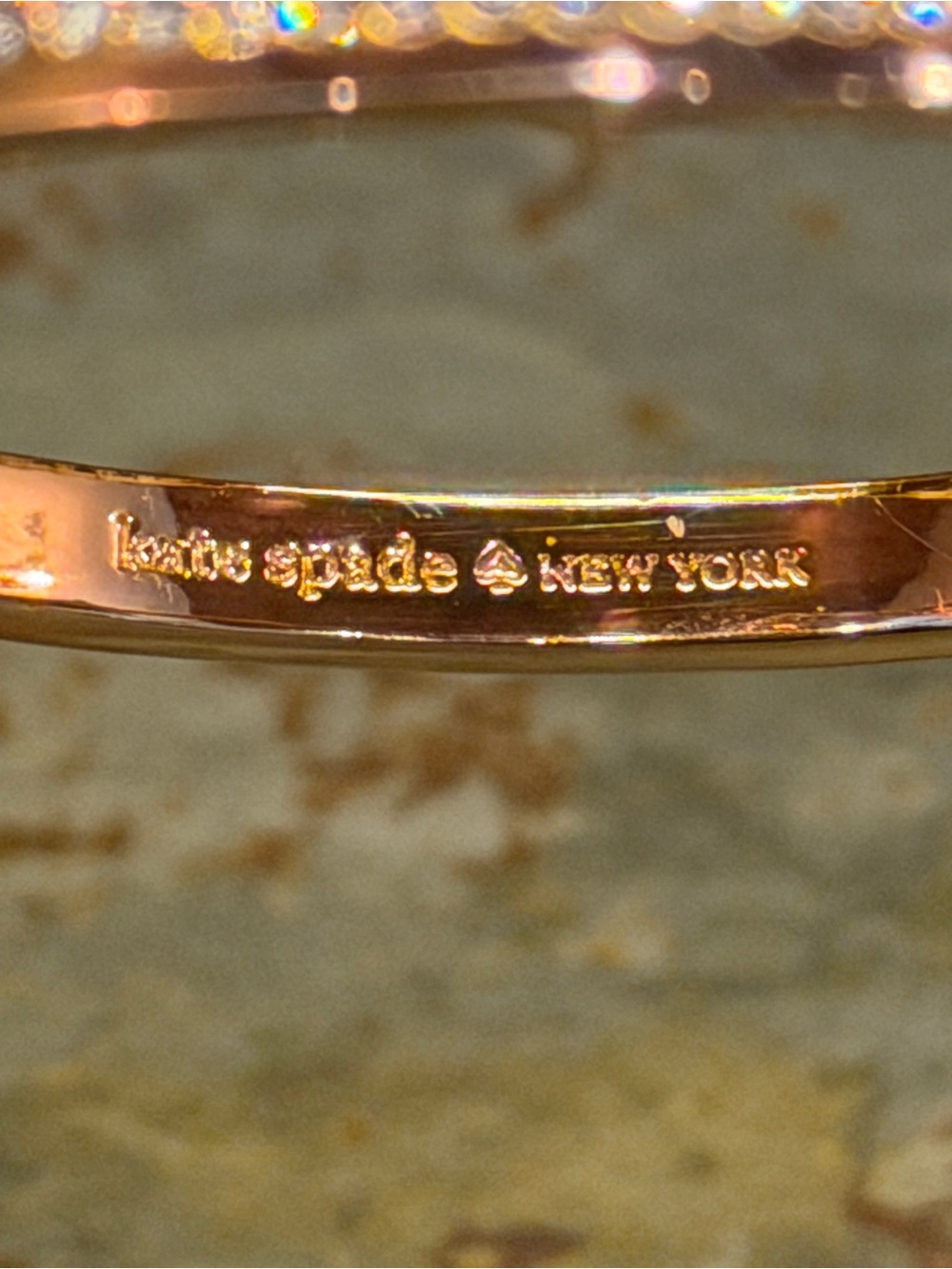 kate spade Rose Gold Crystal-Accented Hinged Bangle Bracelet - Picture 4 of 8